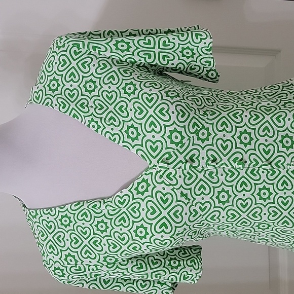 MNG (Mango) Size  4 Green & White Printed Button Front Mini Dress Exc. Used Cond - Picture 3 of 13